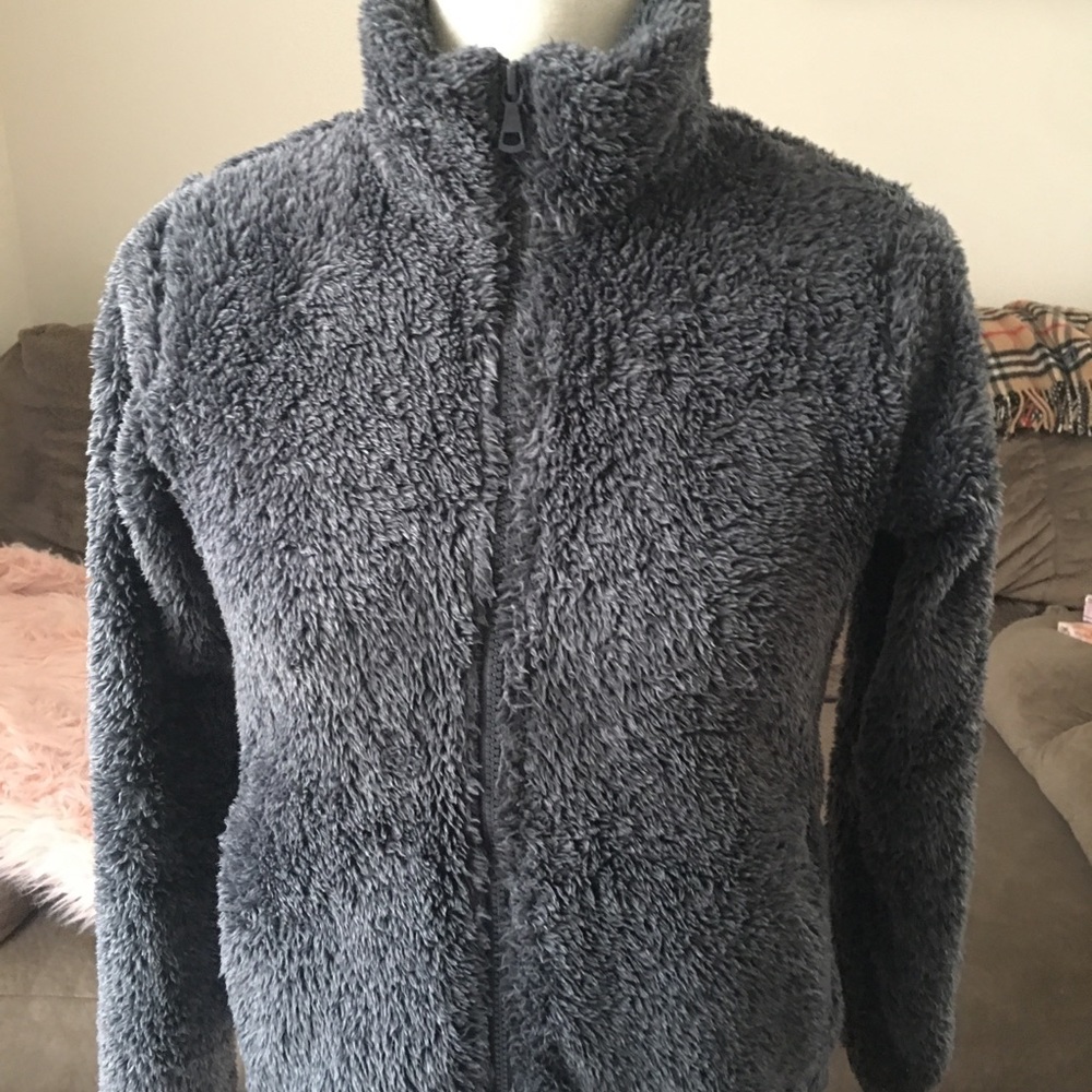 Uniqlo teddy jacket grey